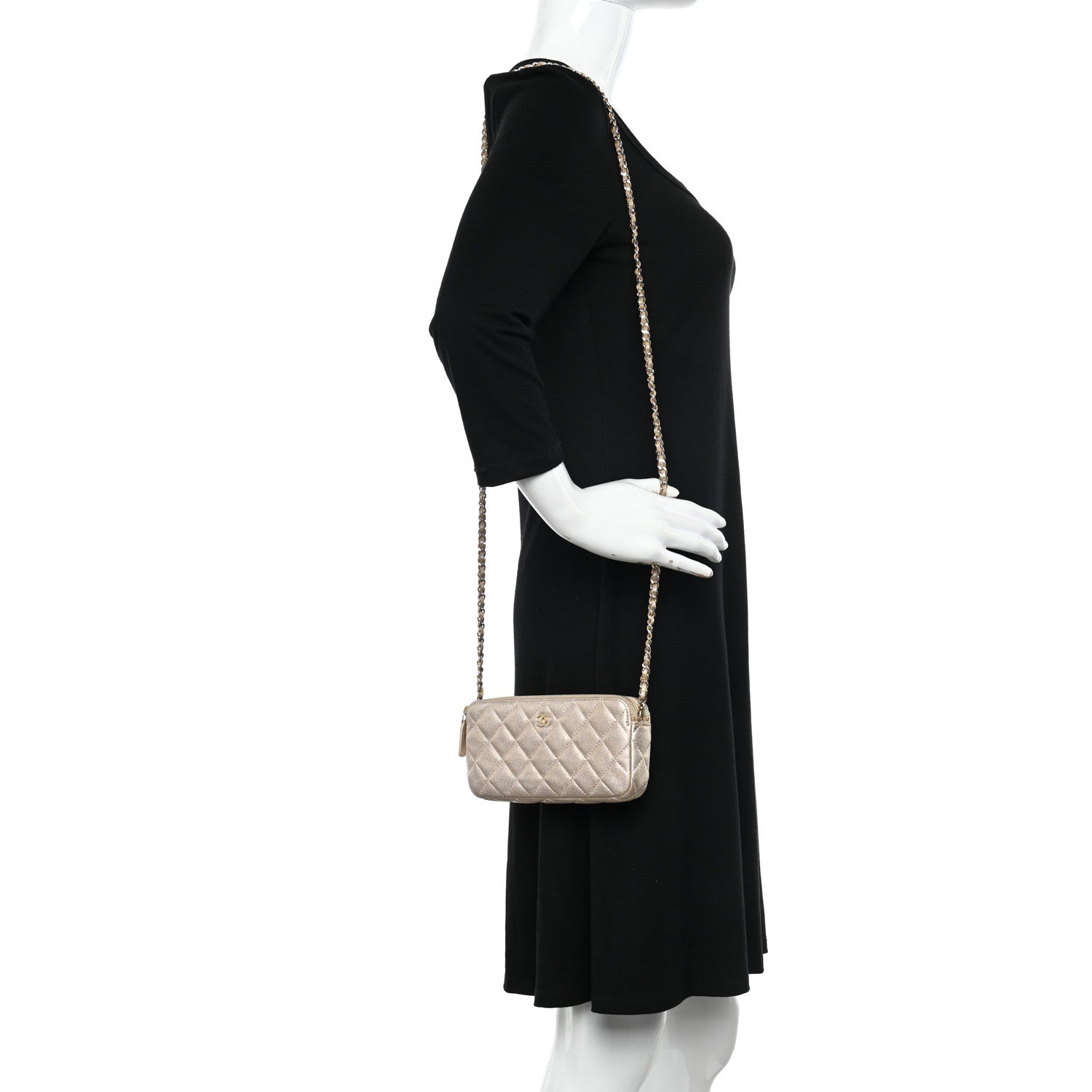 Chanel Metallic Lambskin Quilted Small Clutch With Chain Gold 2 of 12