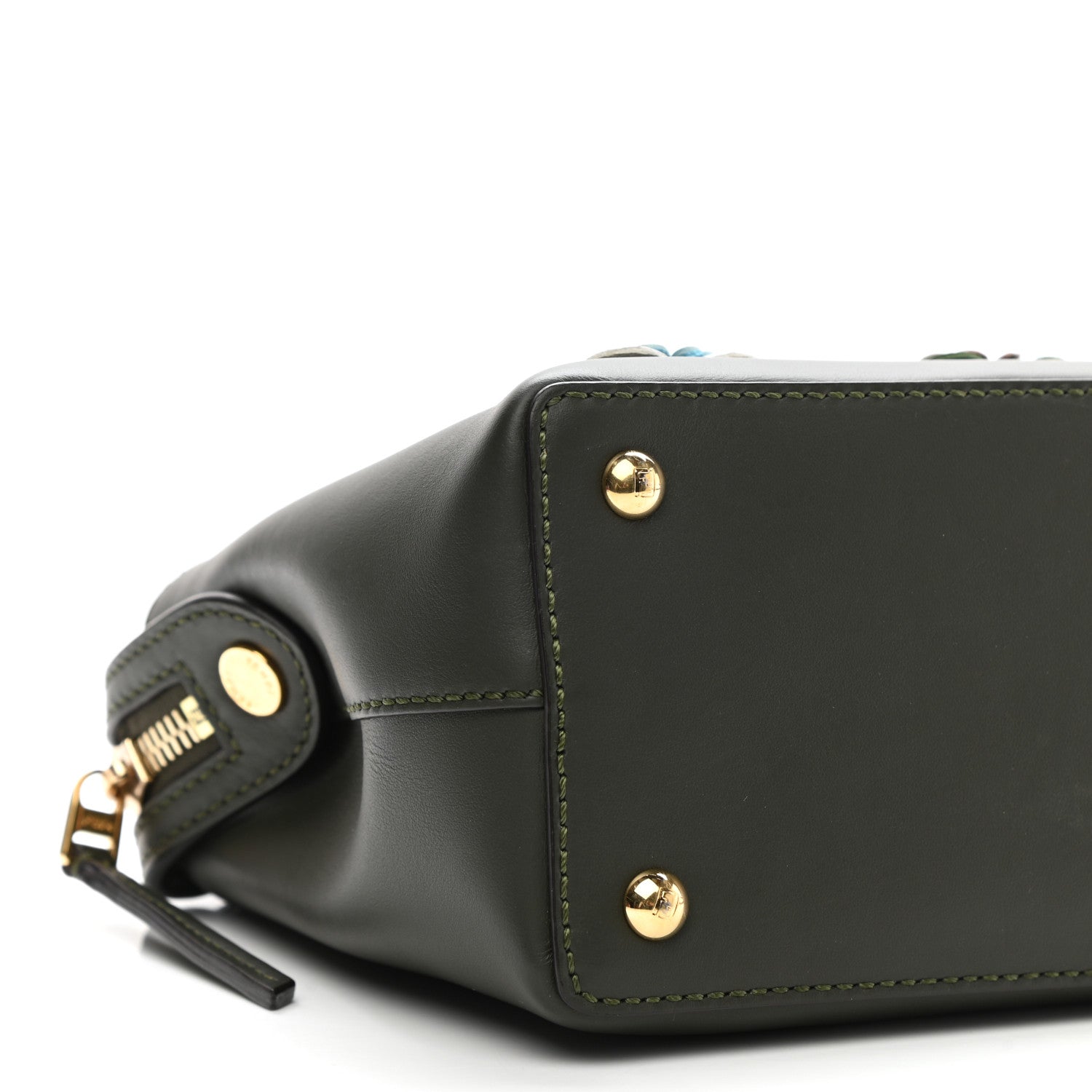 Fendi Vitello Baltico Nappa Flowerland Studded Small Dotcom Click Chain Satchel Verde Prato Multicolor 8 of 12