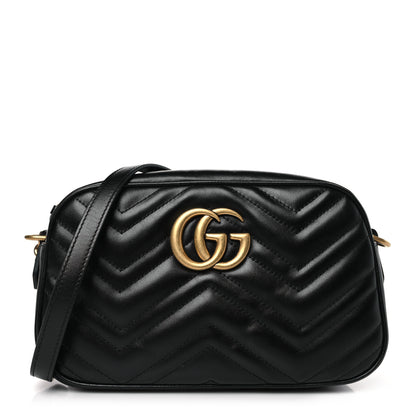 Gucci Calfskin Matelasse Small GG Marmont Chain Shoulder Bag Black 1 of 10