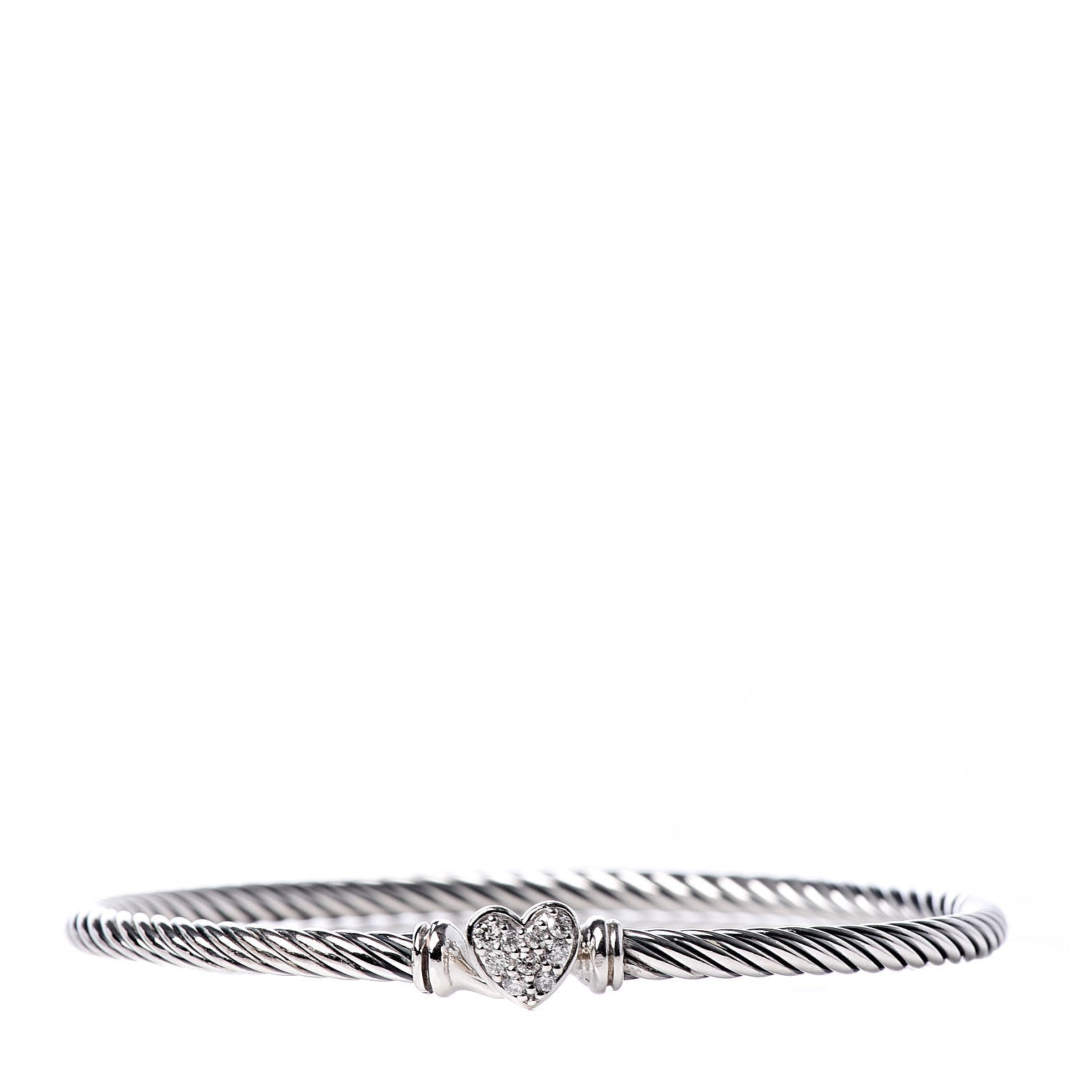 David Yurman Sterling Silver Diamond Cable Collectibles Heart Bracelet 1 of 4
