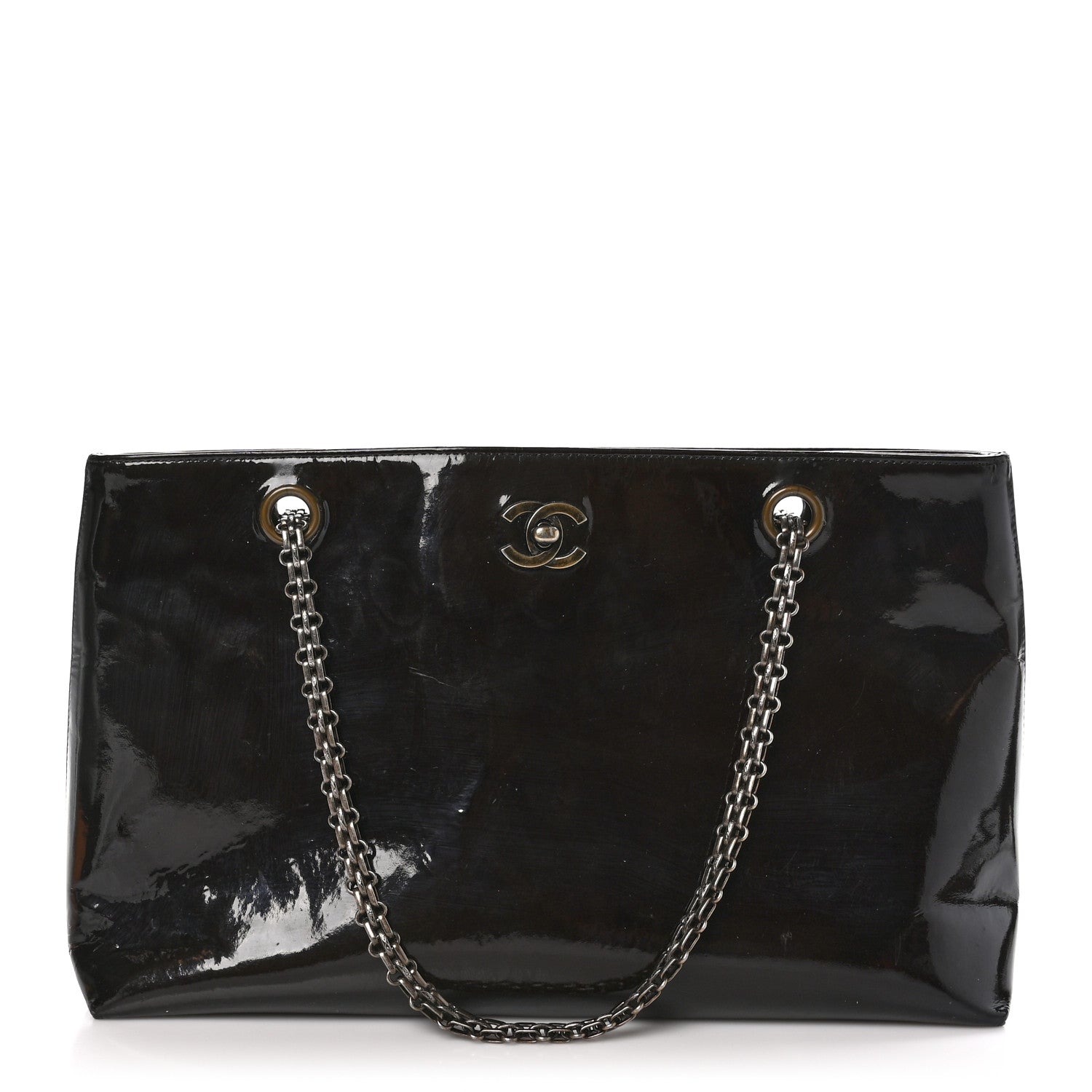 Chanel Patent Mademoiselle Tote Brown 1 of 11
