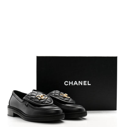Chanel Lambskin Quilted CC Turnlock Loafers 38 Black 11 of 11