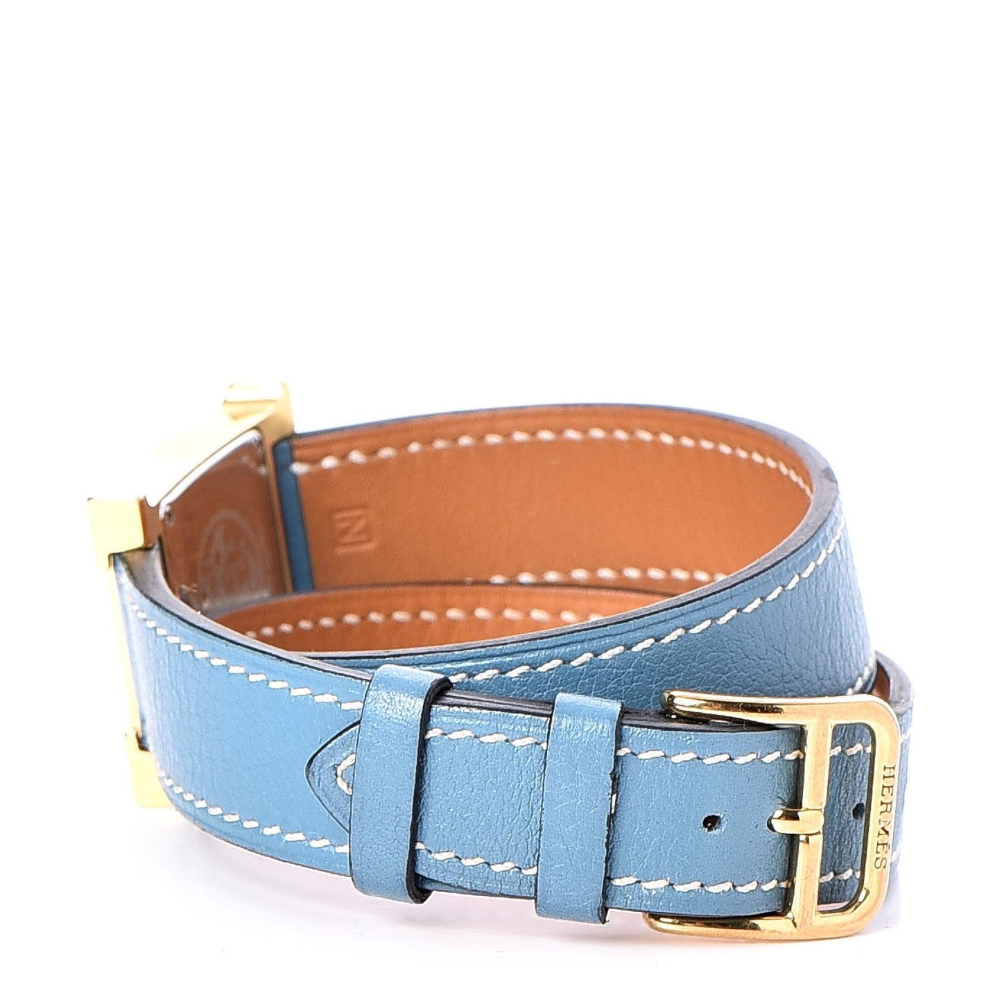 Stainless Steel Swift 21mm Heure H Hour Double Tour Quartz Watch Blue Jean
