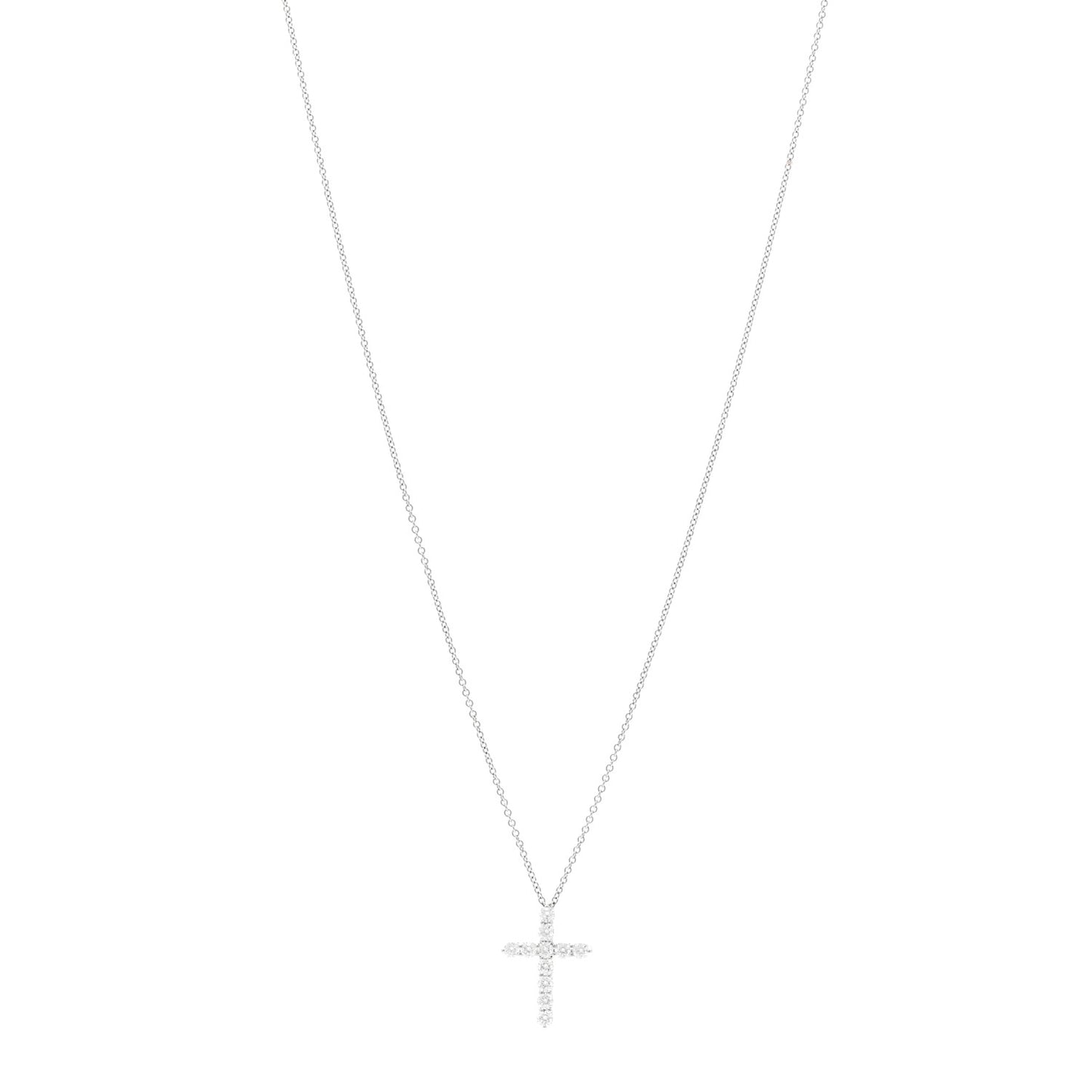 Platinum Diamond Small Cross Pendant Necklace
