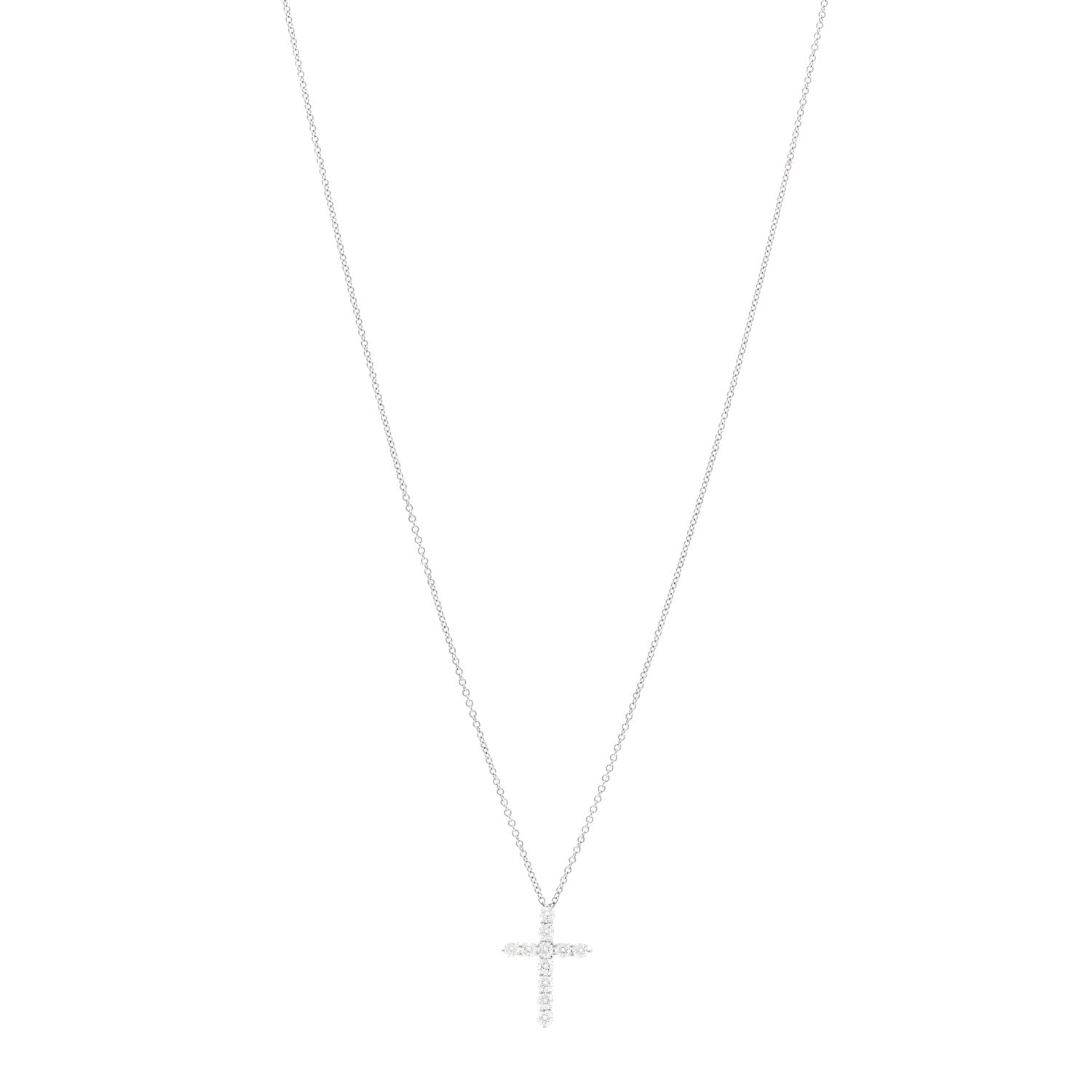 Tiffany Platinum Diamond Small Cross Pendant Necklace 1 of 6