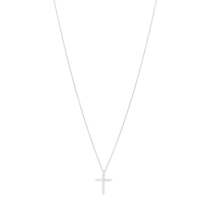 Tiffany Platinum Diamond Small Cross Pendant Necklace 1 of 6