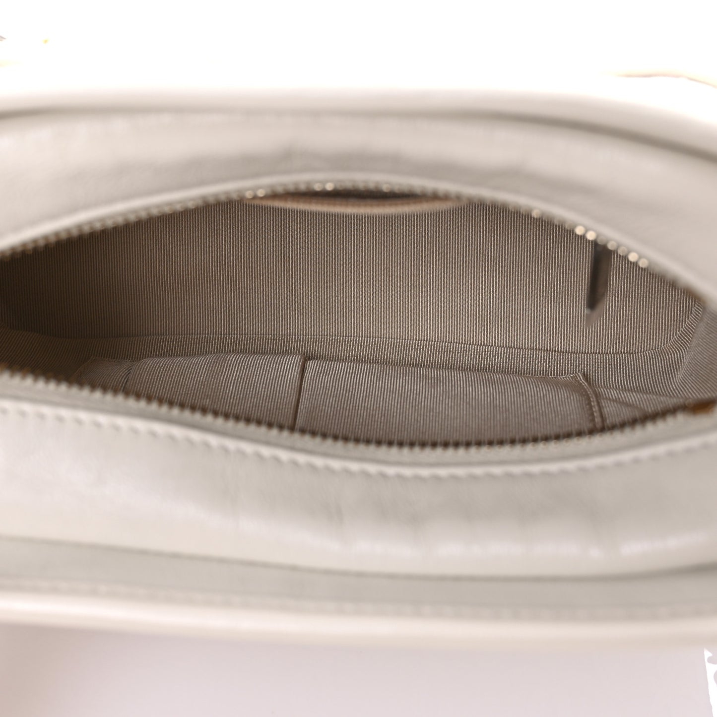 Calfskin Wool Felt Embossed Small Gabrielle Logo Hobo White