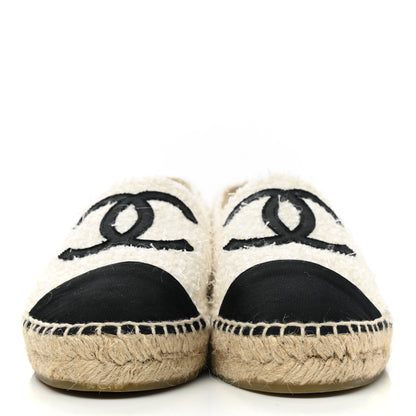 Chanel Tweed Grosgrain CC Espadrilles 38 White Black 2 of 10