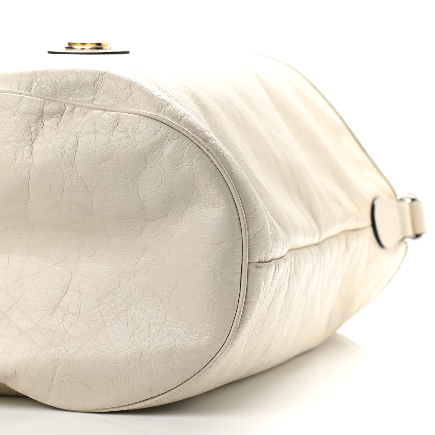 Fluffy Calfskin Morpheus Hobo Shoulder Bag White
