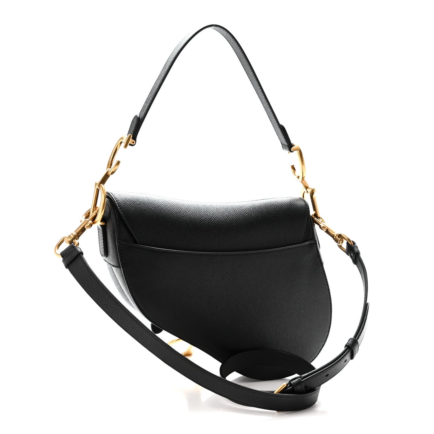 Christian Dior Grained Calfskin Saddle Bag With Strap Black 3 of 11