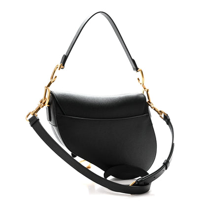 Christian Dior Grained Calfskin Saddle Bag With Strap Black 3 of 11