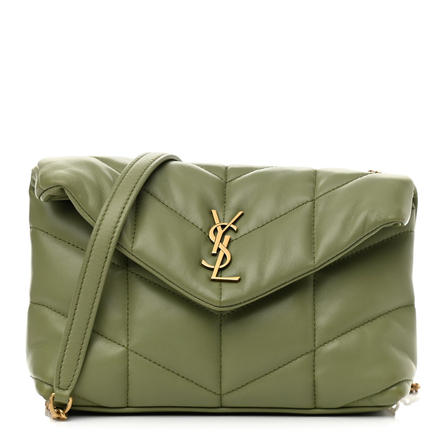 Lambskin Quilted Toy Loulou Puffer Monogram Chain Satchel Light Pistache