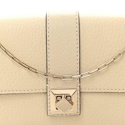 Valentino Garavani Pebbled Calfskin Rockstud Chain Clutch Light Ivory 7 of 10