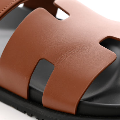 Hermes Calfskin Mens Chypre Sandals 42 Gold 9 of 12