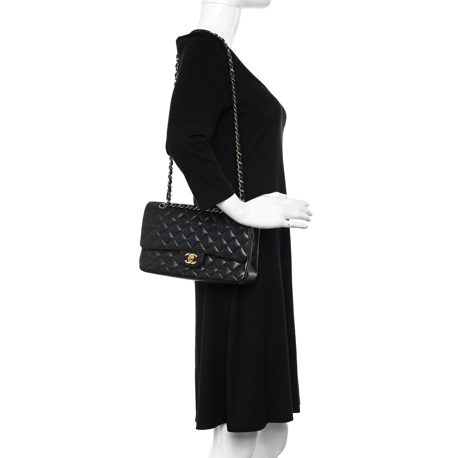 Chanel Caviar Quilted Medium Double Flap Black 2 of 16