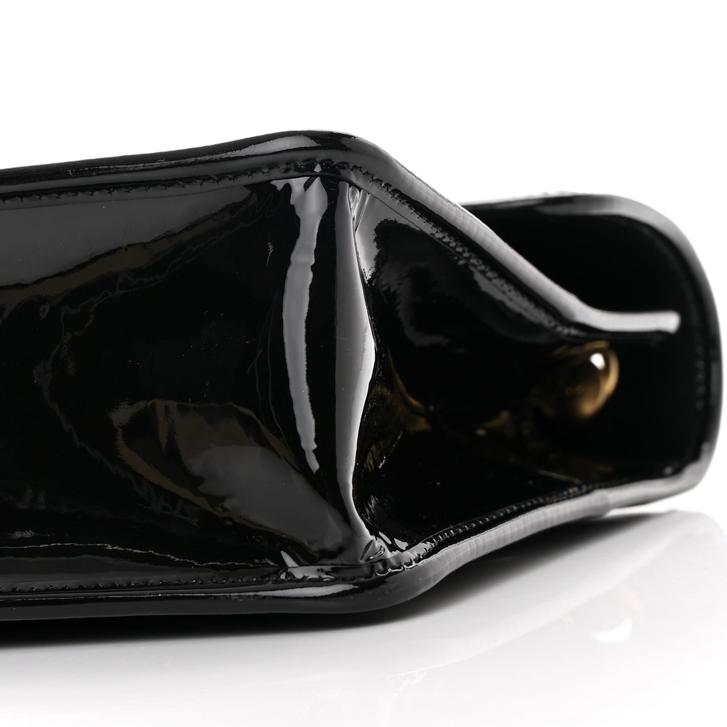 Patent Quilted Graphic Catch Flap Black