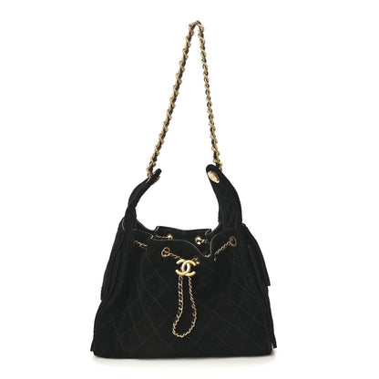 Chanel Suede Quilted Small Chanel 25 Handbag Black 1 of 11
