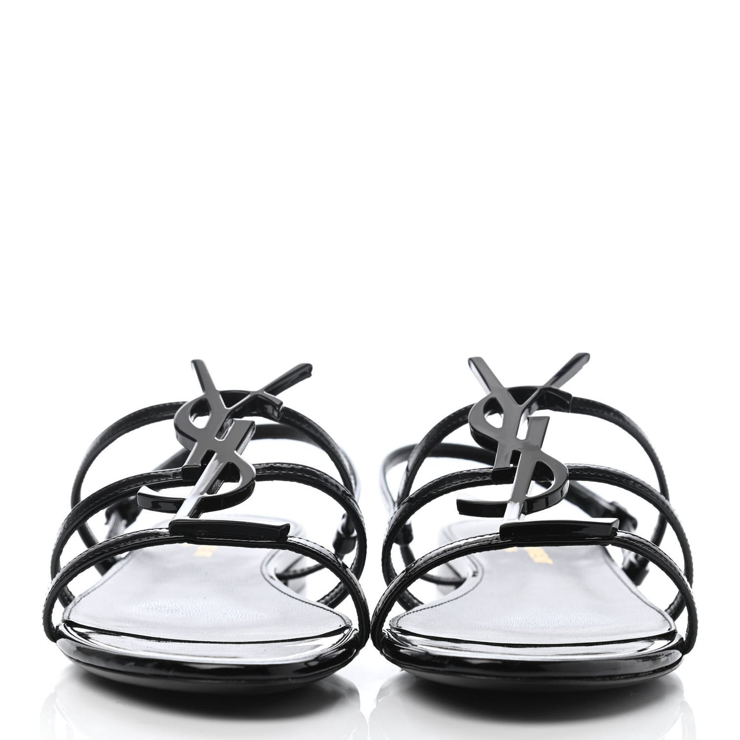 Patent Calfskin Cassandra Monogram Sandals 37 Black