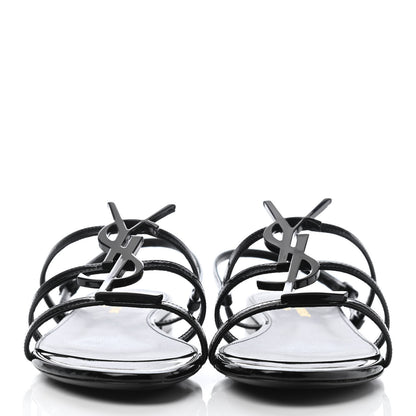 Saint Laurent Patent Calfskin Cassandra Monogram Sandals 37 Black 2 of 4
