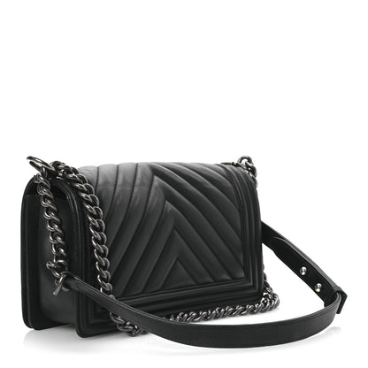 Chanel Calfskin Chevron Quilted Medium Boy Flap Black 3 of 14