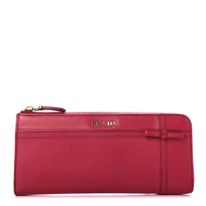 Prada Saffiano Zip Around Bow Wallet Ibisco 1 of 8