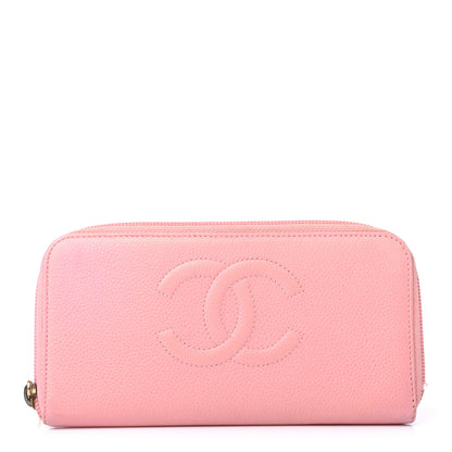 Chanel Caviar Large Timeless CC Zip Around Wallet Pink 1 of 9
