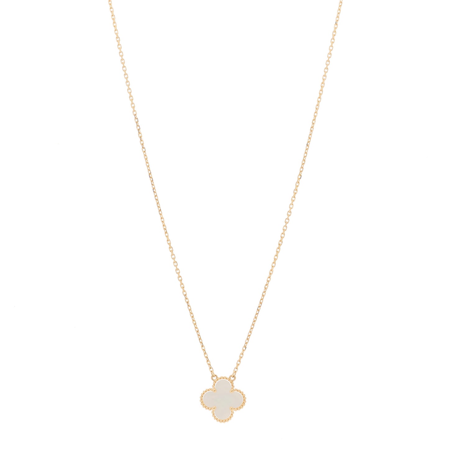 18K Yellow Gold Mother of Pearl Vintage Alhambra Pendant Necklace