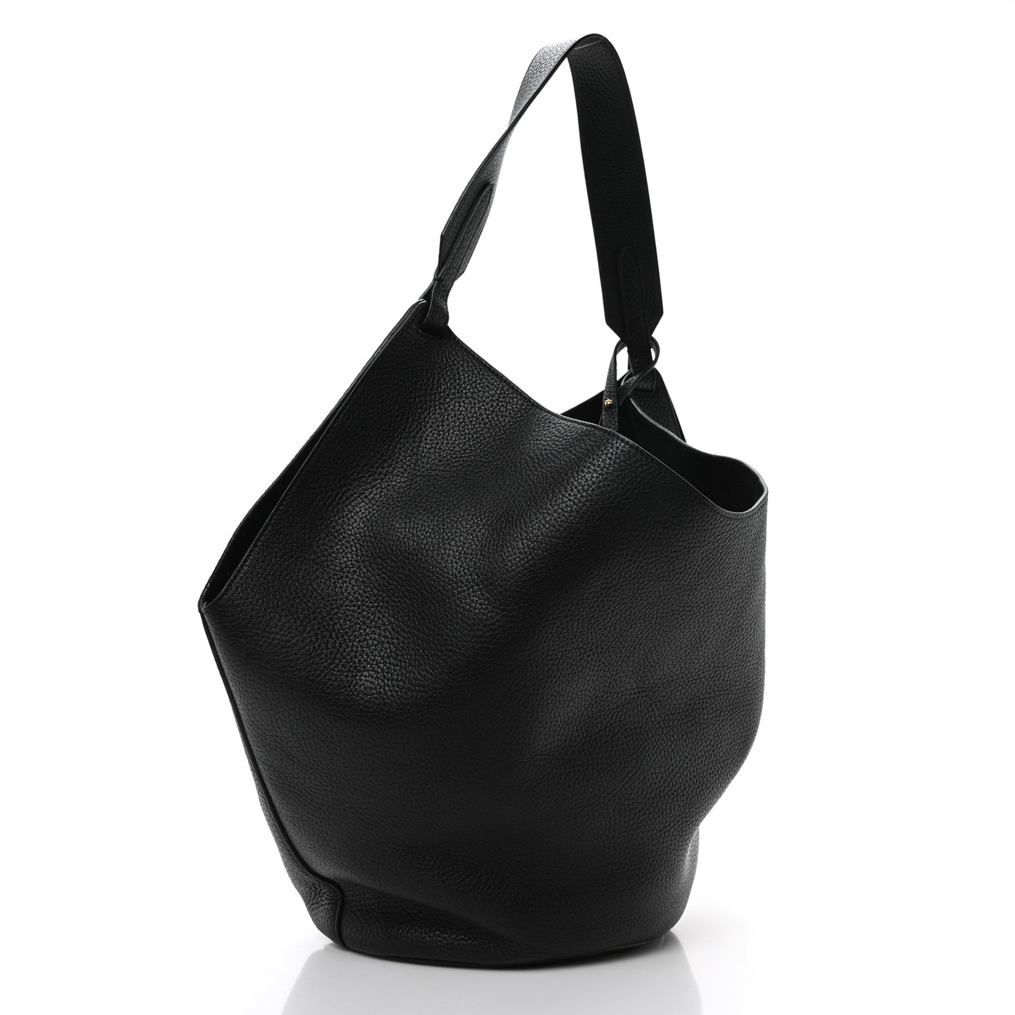 Pebbled Sport Calfskin Medium Lotus Tote Black
