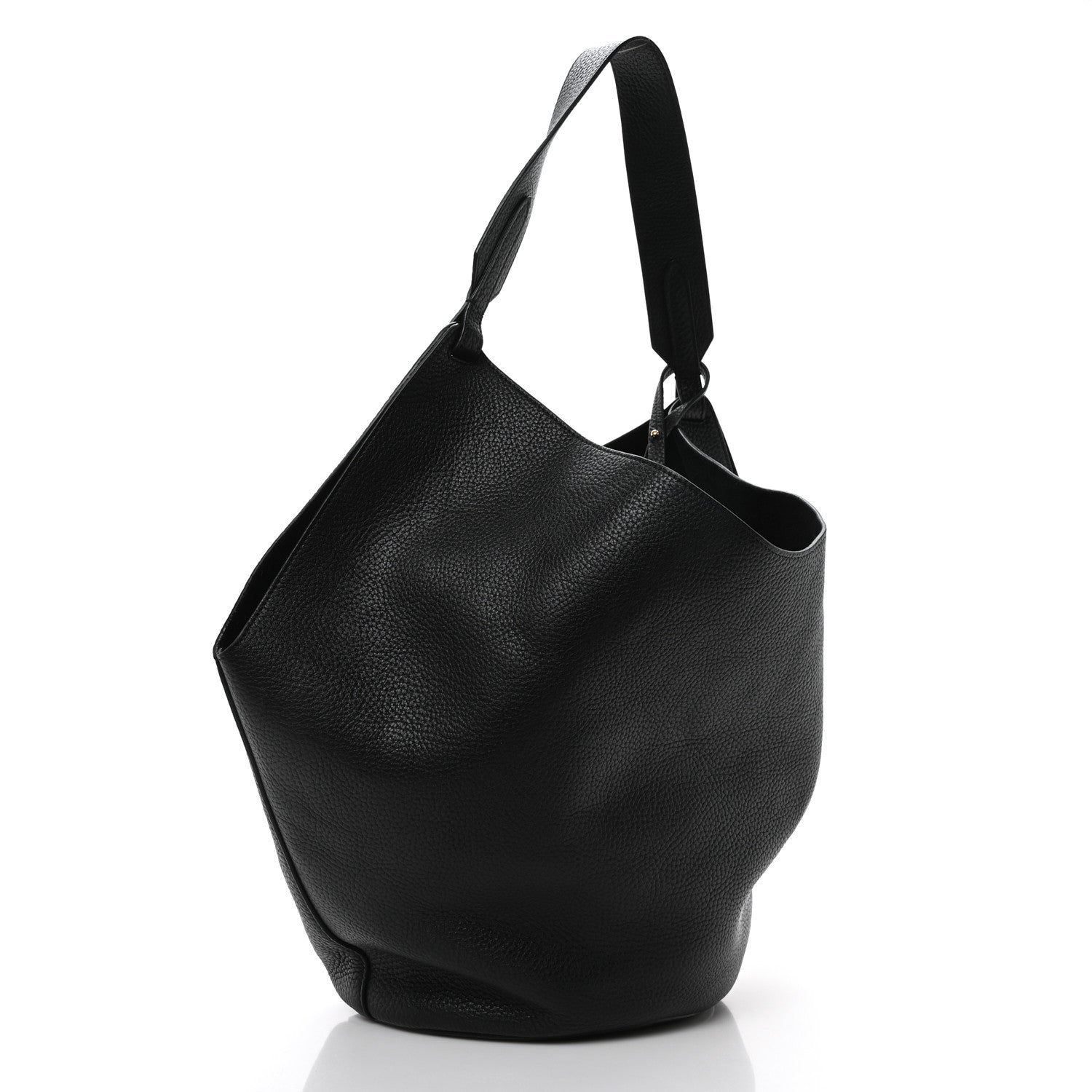 Khaite Pebbled Sport Calfskin Medium Lotus Tote Black 4 of 10