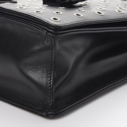 Prada Soft Calf Grommet Lock Flap Chain Shoulder Bag Black 10 of 10