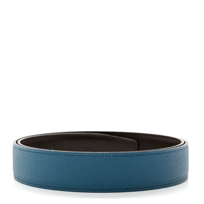 Hermes Box Togo 32mm Belt Strap 90 Chocolate Bleu Izmir 3 of 9