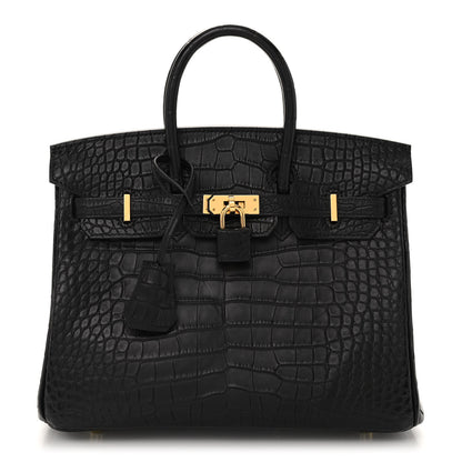 Hermes Matte Alligator Birkin 25 Black 1 of 13