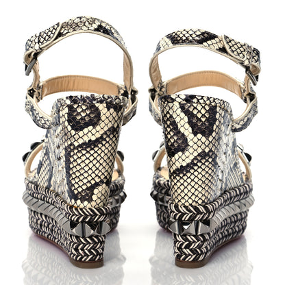 Christian Louboutin Watersnake Print Cataclou 120 Wedge Sandals 38 Roccia Gun Metal 5 of 10