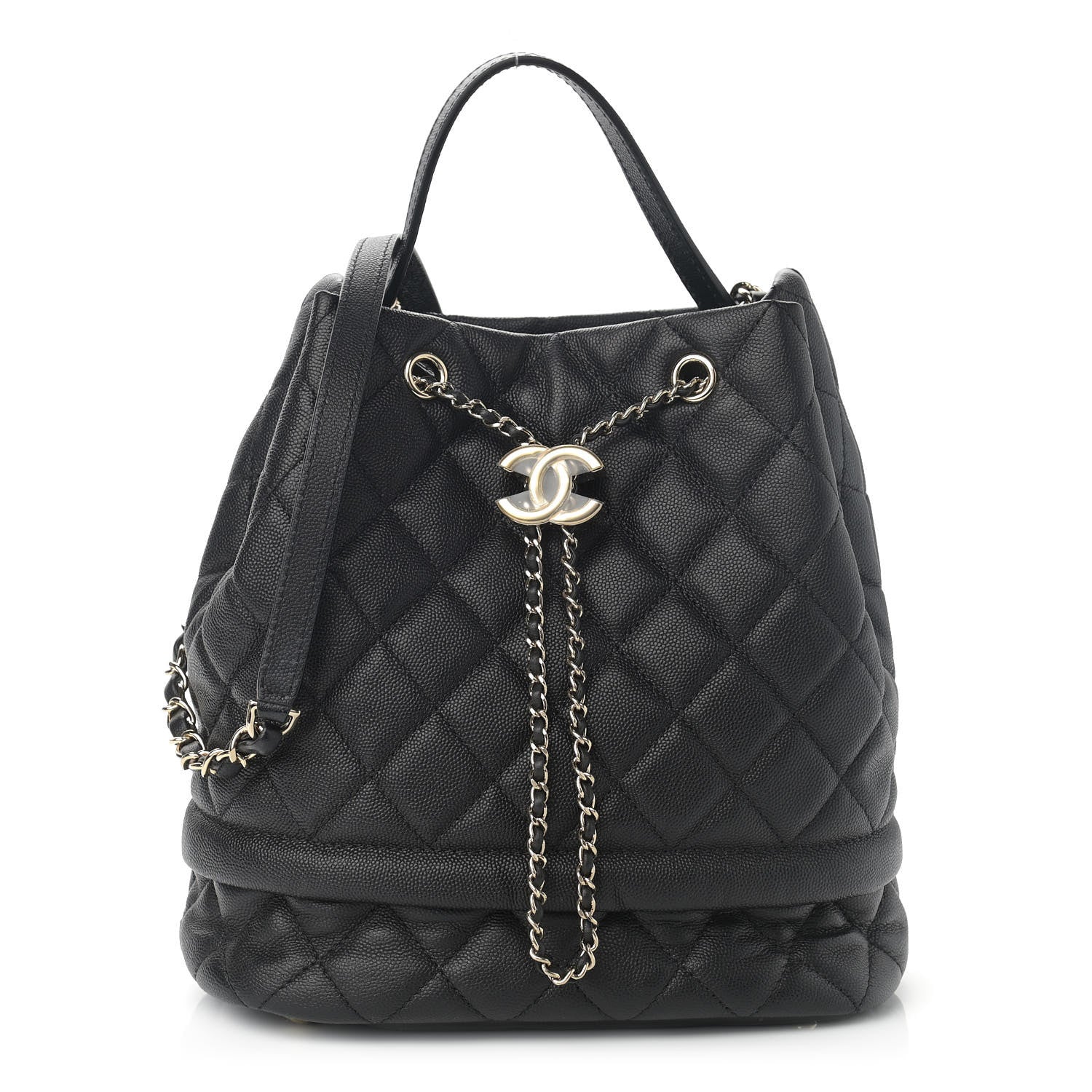 Chanel Caviar Quilted Large Rolled Up Bucket Drawstring Bag Black 1 of 10