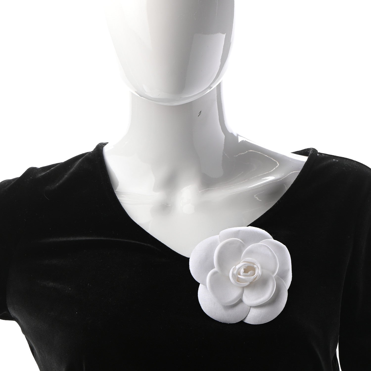 Chanel Linen Camellia Brooch Pin White 2 of 5