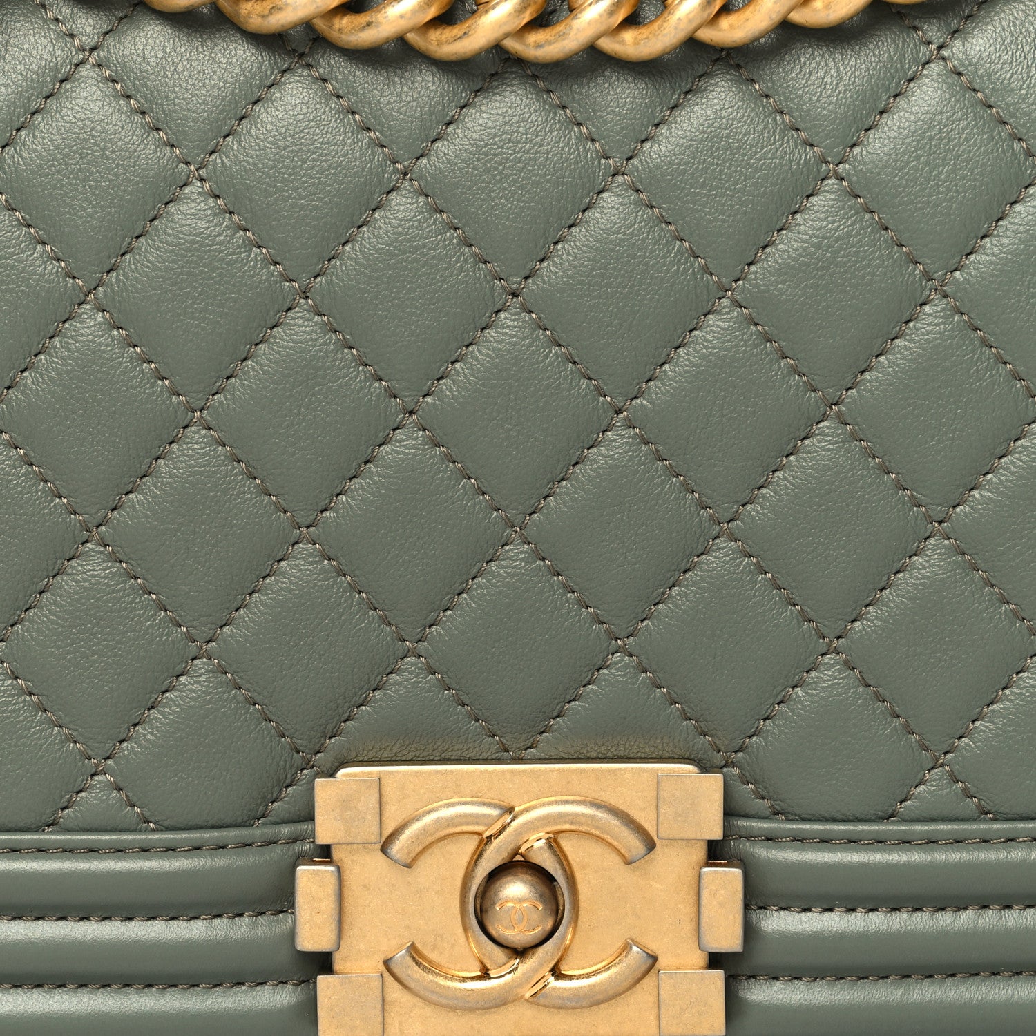 Chanel Calfskin Quilted Medium Boy Flap Dark Green 8 of 10