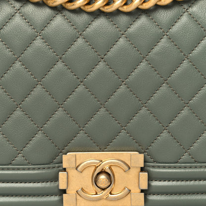 Chanel Calfskin Quilted Medium Boy Flap Dark Green 8 of 10