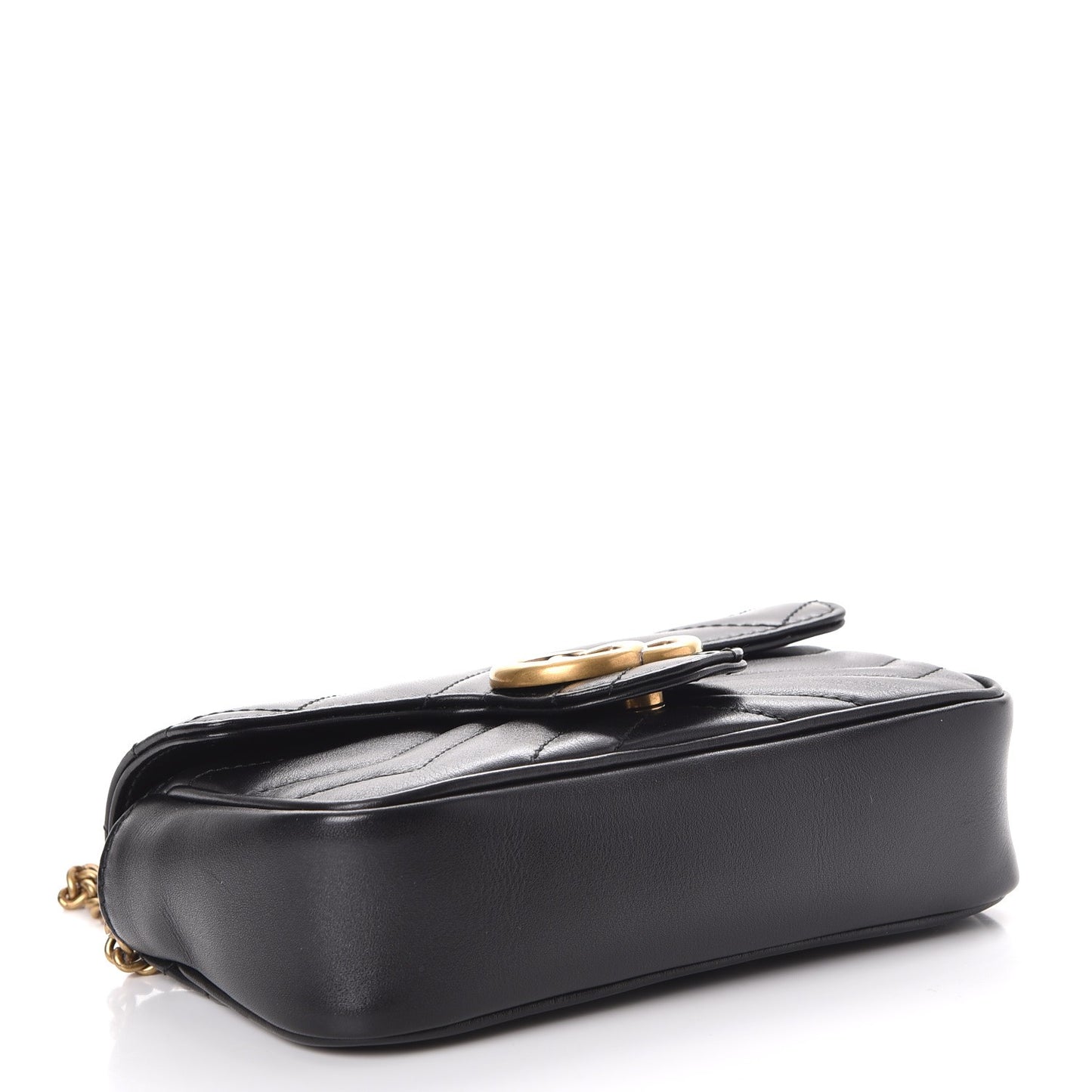 Calfskin Matelasse Super Mini GG Marmont Shoulder Bag Black