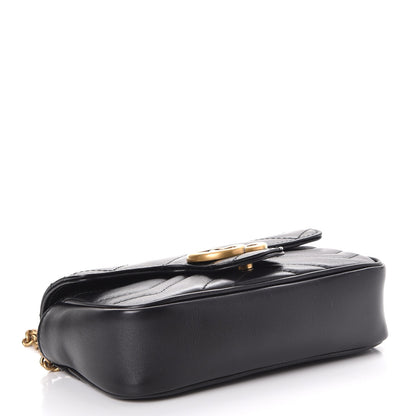 Gucci Calfskin Matelasse Super Mini GG Marmont Shoulder Bag Black 5 of 10
