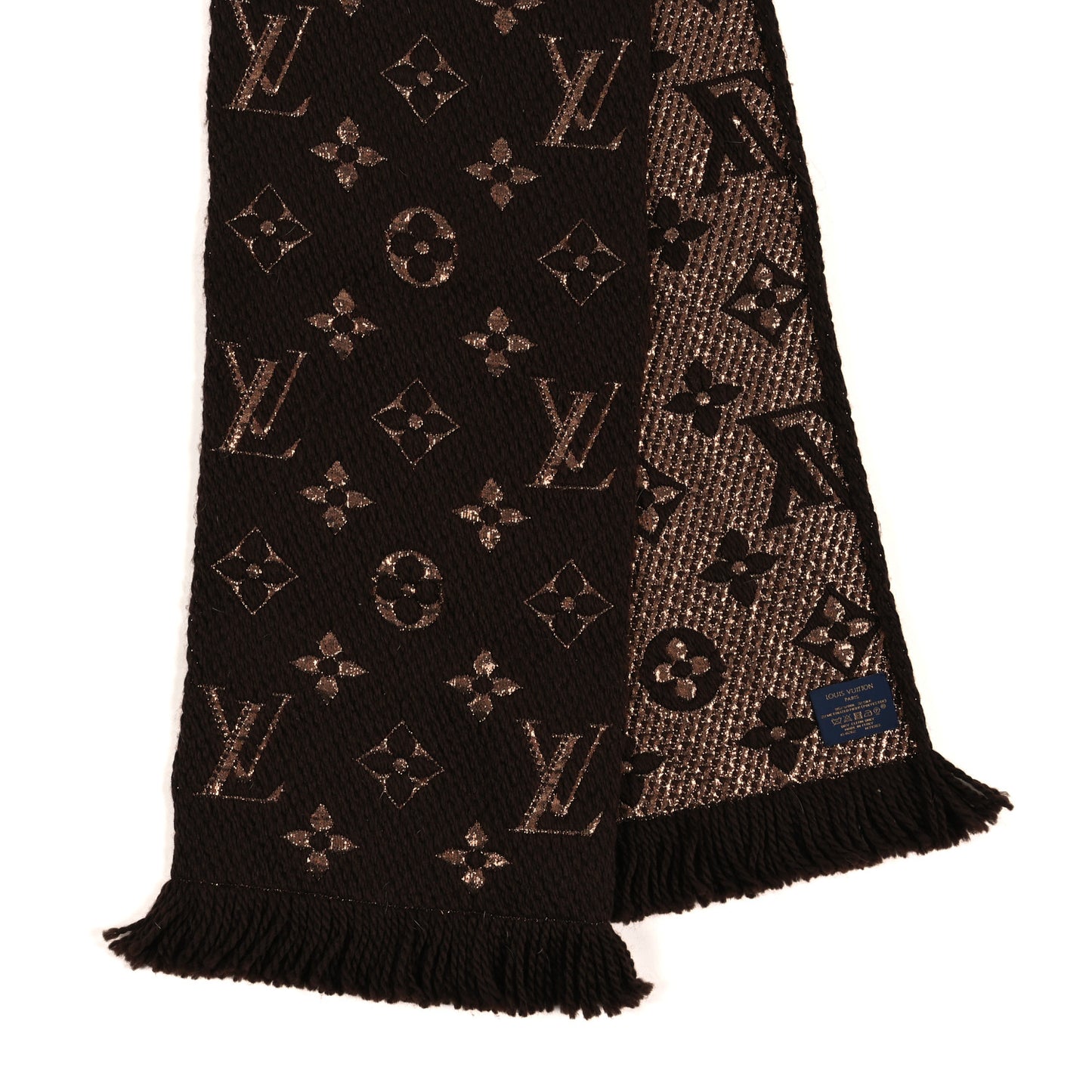Wool Silk Logomania Shine Scarf Marron