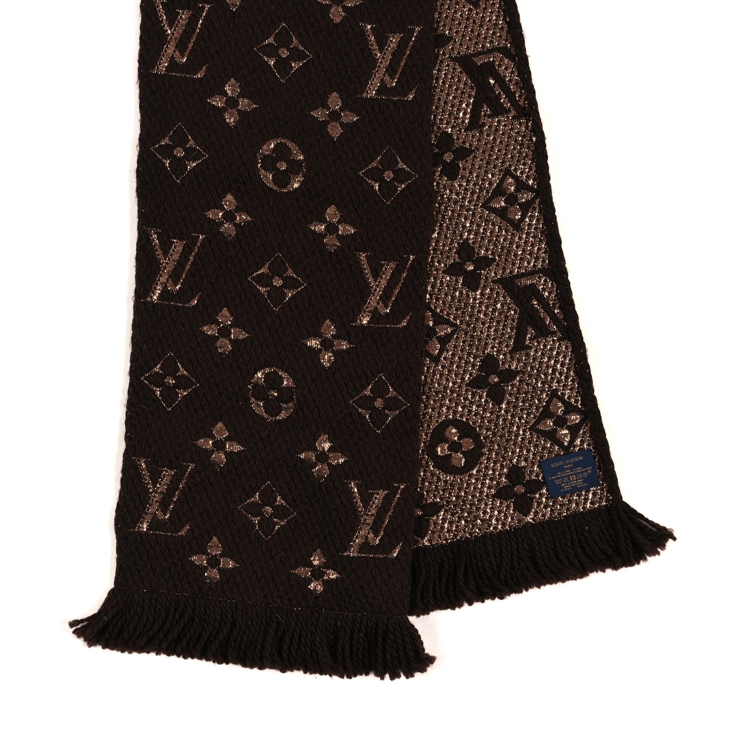 Louis Vuitton Wool Silk Logomania Shine Scarf Marron 2 of 3