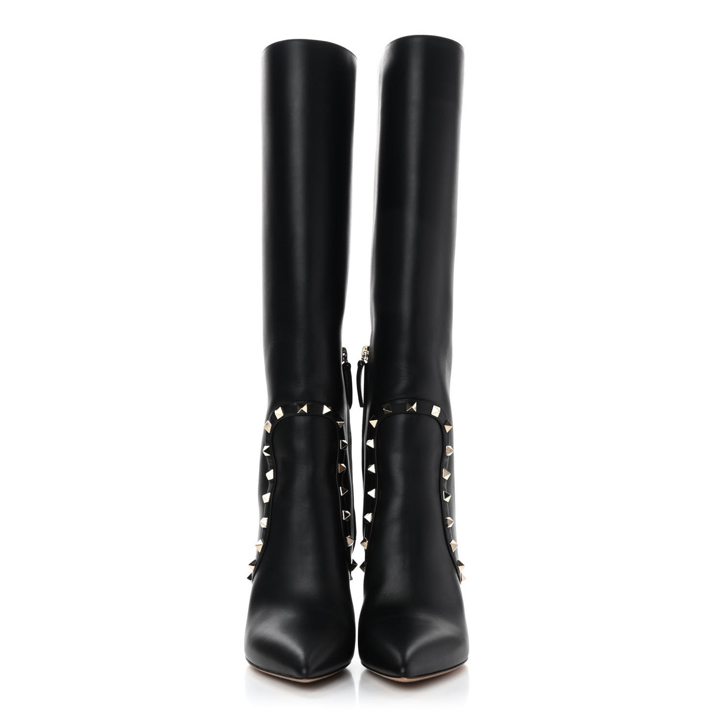 Calfskin Rockstud Tall Boots 39 Black