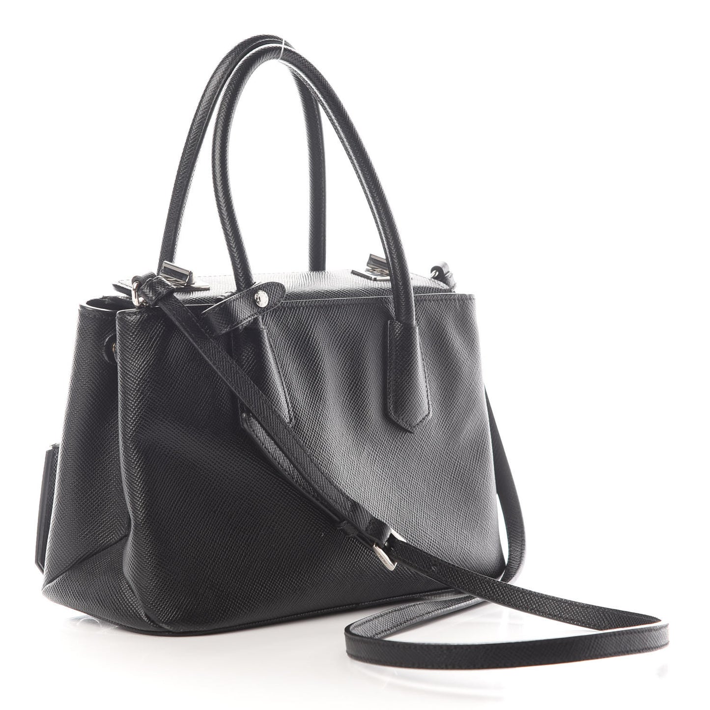 Saffiano Cuir Small Twin Tote Black