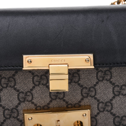 Gucci GG Supreme Monogram Calfskin Small Padlock Shoulder Bag Beige Black Cuir 14 of 20