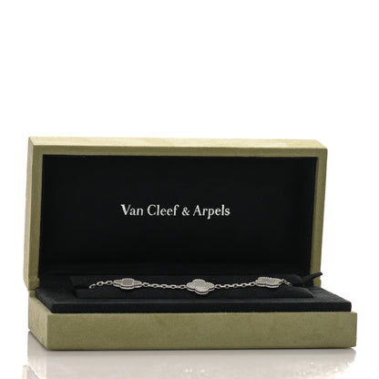 Van Cleef & Arpels 18K White Gold Mother of Pearl 5 Motifs Vintage Alhambra Bracelet 4 of 4