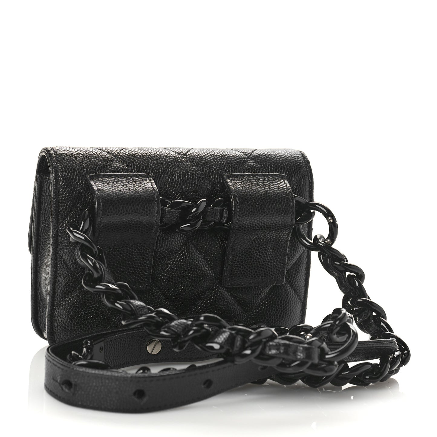 Caviar Quilted My Everything Belt Flap Card Holder Black