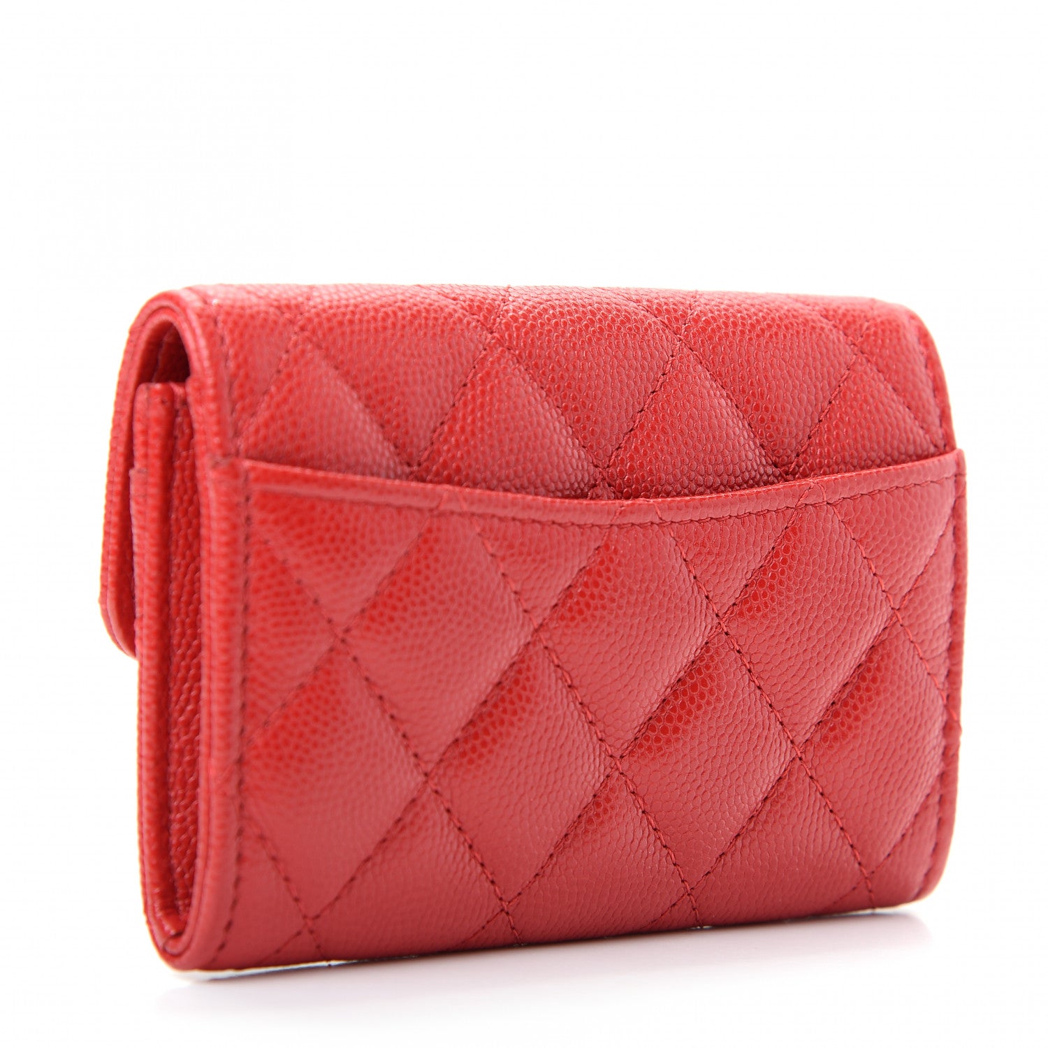 Chanel Caviar Quilted Flap Card Holder Wallet Red 3 of 9