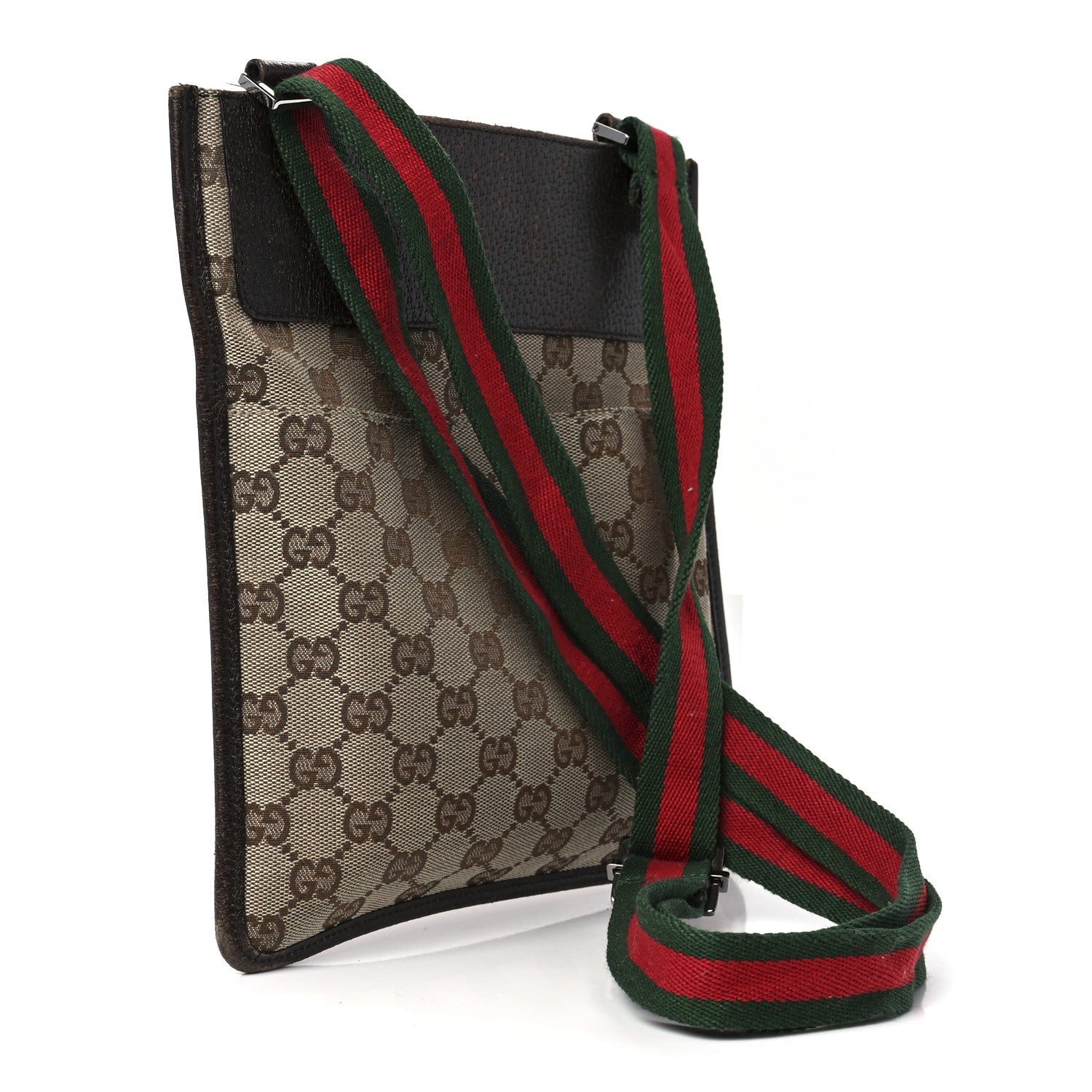 Gucci GG Monogram Web Messenger Crossbody Bag Dark Brown 3 of 16