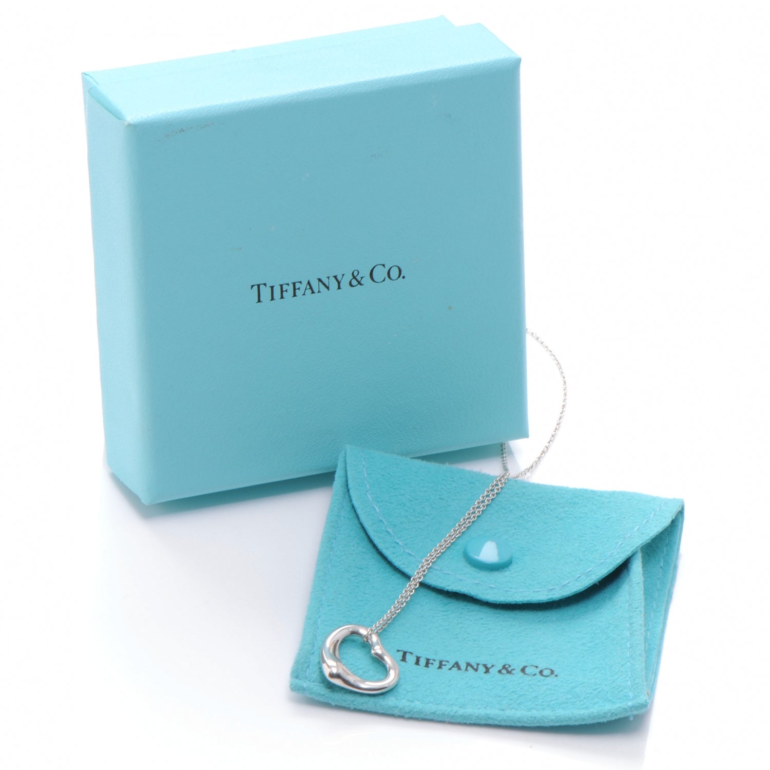 Tiffany Sterling Silver 16mm Elsa Peretti Open Heart Pendant Necklace 4 of 5