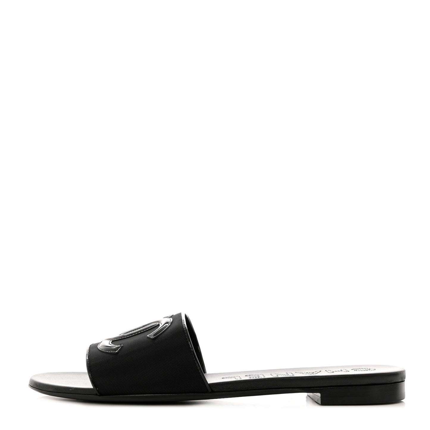 Mesh Patent Calfskin CC Mules 39.5 Black